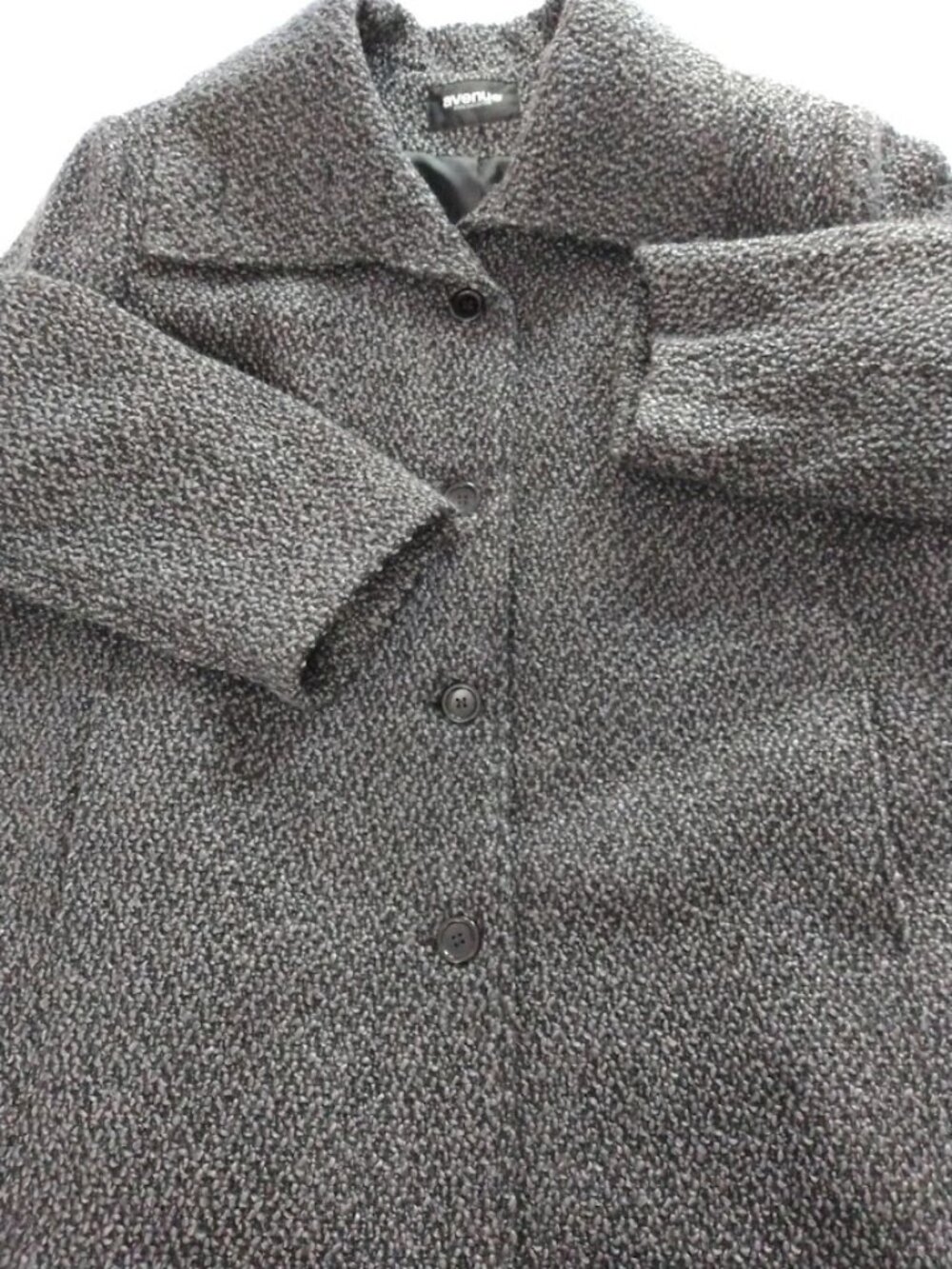 Vintage Avenue Wool Blend Coat Boucle Tweed Size 3X Mid Length Gray & Black - Picture 10 of 12